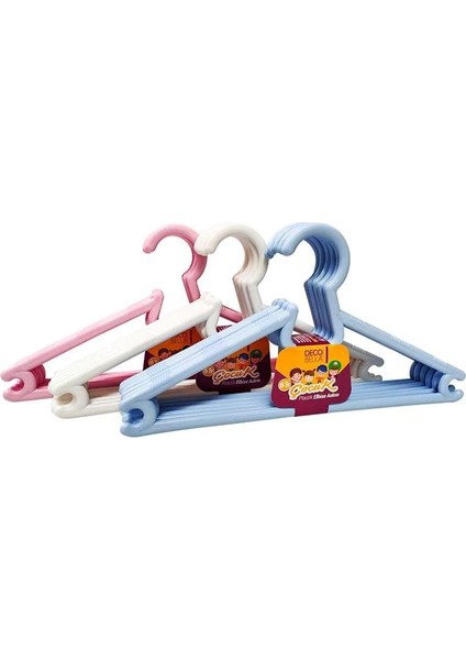 6'lı Plastik Çocuk Elbise Askısı, 0.6X27X14 cm, Asorti