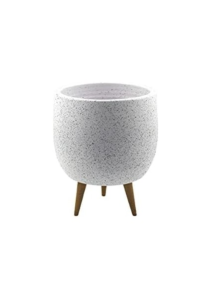 Tasarımı Ev Dekorasyon Aksesuar Beyaz Granit Toprak Saksı Saksılık Salon Çiçeklik 3 Ayaklı - 19 cm fiyatları