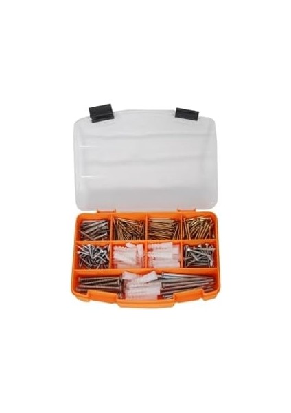 All Essential Fasteners 335 Parça Vida, Çivi ve Dübel Seti - 90 Adet 3 Çeşit Sunta Vidası, 220 Adet 4çeşit Beton Çivisi, 30 Adet 3 Çeşit Dübel