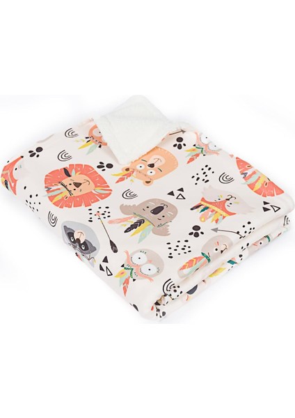 Home Yumuşak Bebek Battaniyesi Renkli Orman Dostları Kuzu Tüyü Battaniye 80 x 100 cm