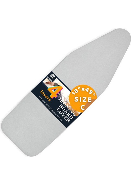 4 Katmanlı Ütü Masası Kılıfı,ütü Masası Örtüsü,ütü Masası Bezi,silikon Kaplı Isı Dayanıklı 55X135 cm Gri Renk
