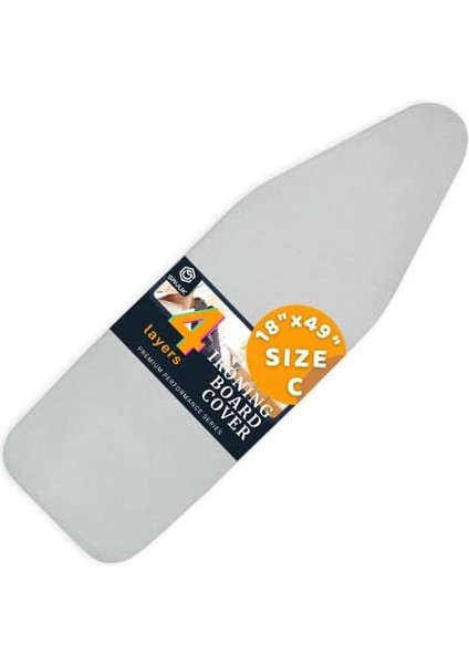 4 Katmanlı Ütü Masası Kılıfı,ütü Masası Örtüsü,ütü Masası Bezi,silikon Kaplı Isı Dayanıklı 55X135 cm Gri Renk