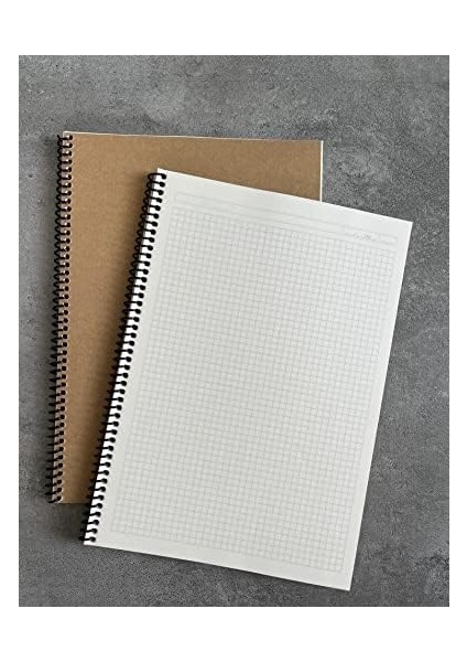 Tanıtım Kareli Spiralli Defter, A4 Boyut (21X29,7 Cm), 60 Yaprak, 90GR. Ivory Kağıt, Ofis Için Ideal, Planlayıcı (Kahverengi Kapak)