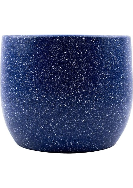 Tasarımı Ev Dekorasyon Aksesuar Lacivert Granit Toprak Saksı Saksılık Salon Çiçeklik - 19 cm