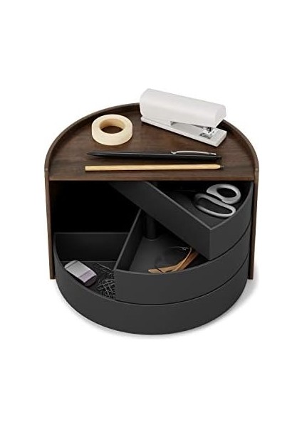 Moona Takı Muhafazası, Makyaj Aksesuarı Düzenleyici, Döner Çekmeceli, Siyah/ceviz, Tek Boy modelleri