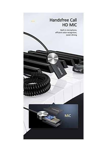Usams Bluetooth 5.0 Receiver USB Aux Wireless Araç Kiti Telefon Konuşma Müzik Dinleme BA01 SJ464LVX modelleri