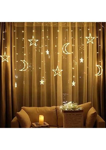 Perde LED Ay Yıldız Dekorlu modelleri