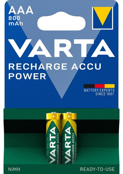 Rechargeable Accu 2 Aaa 800 Mah R2U, Yeşil/gri