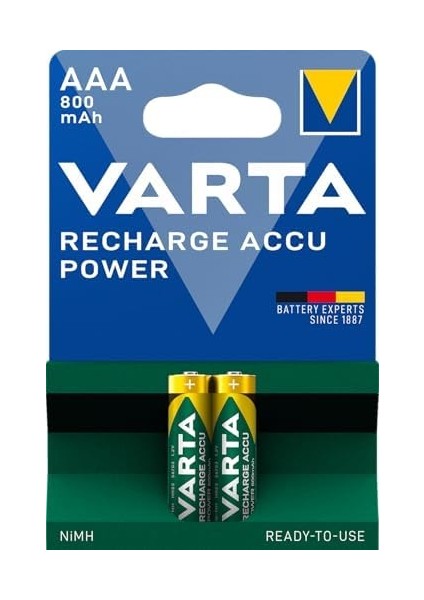 Rechargeable Accu 2 Aaa 800 Mah R2U, Yeşil/gri