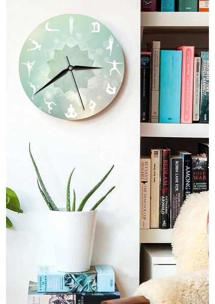 Yoga Eğitmenine Hediye Ahşap Duvar Saati Saat Modeli 27 cm Çapındadır.