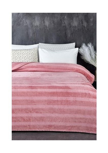 Supersoft Yumuşak Çift Kişilik Battaniye 180 x 230 cm Pudra