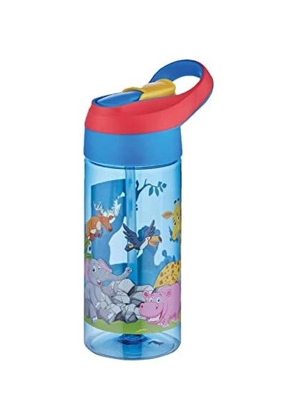 Fiftyfifty 500ML Tritan Kalın Pipetli Çocuk Okul Su Matarası Mavi
