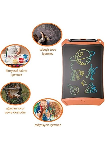 8,5" LCD Dijital Mıknatıslı Renkli Çizim Tableti (Turuncu) modelleri