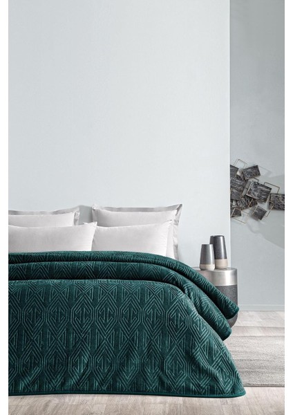 Melan Çift Kişilik Emboss Battaniye - Petrol Yeşili, 200 x 220