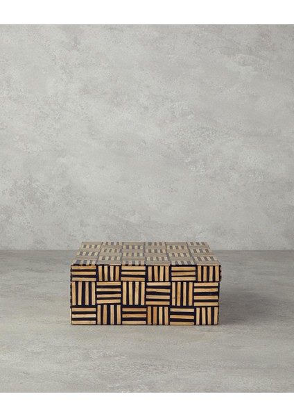 Home Boho Stripe Bambu Dekoratif Kutu Naturel