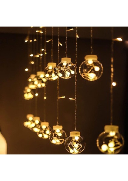 Işıklı Yılbaşı Top LED LED Işık Saçak LED Top Dekoratif Yılbaşı LED 2.5 Metre 138 LED 8 Fonksiyonlu 8 Modlu LED Işık Günışığı Perde Led, Obev