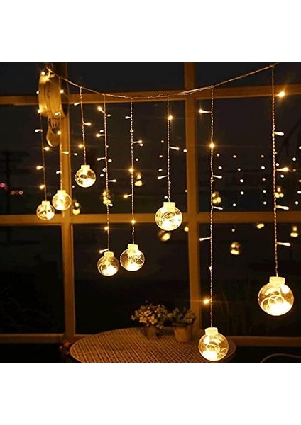 Işıklı Yılbaşı Top LED LED Işık Saçak LED Top Dekoratif Yılbaşı LED 2.5 Metre 138 LED 8 Fonksiyonlu 8 Modlu LED Işık Günışığı Perde Led, Obev