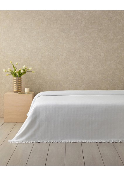 Home Lenora Pamuklu Fırfırlı Çift Kişilik Pike Beyaz