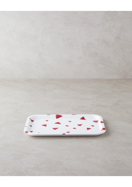 Home Watermellies Plastik Tepsi Beyaz - Kırmızı