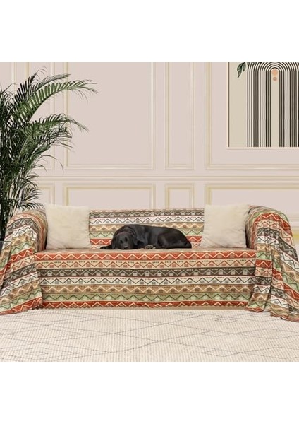 Concept Softmicro Boho Etnik Desenli Mikrofiber Koltuk Örtüsü ve Tv Battaniyesi, Koltuk Şalı, Kaymaz 130X180 cm