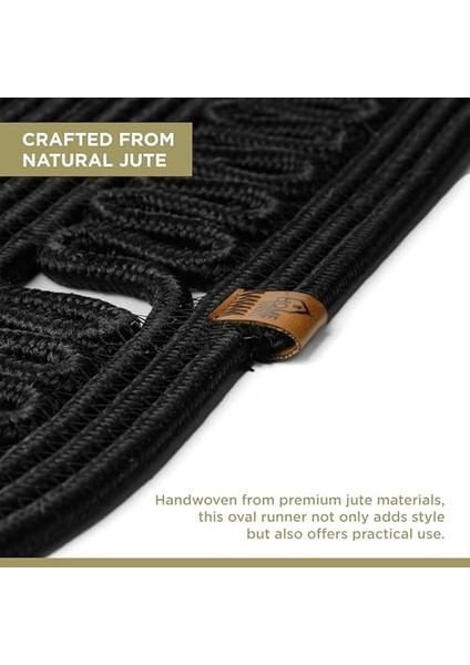 Doğal Jüt Dokuma Masa Örtüsü, Örgülü Sehpa Yolluğu, Oval Masa Örtüsü Yemek Masası Veya Teras Için (Siyah) modelleri