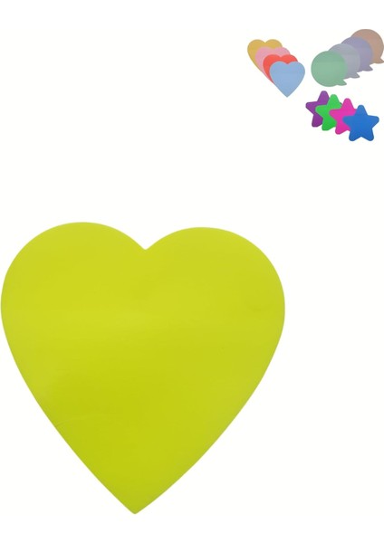 Şeffaf Renkli Yapışkanlı Not Kağıdı Kalpnot (Sarı 8)