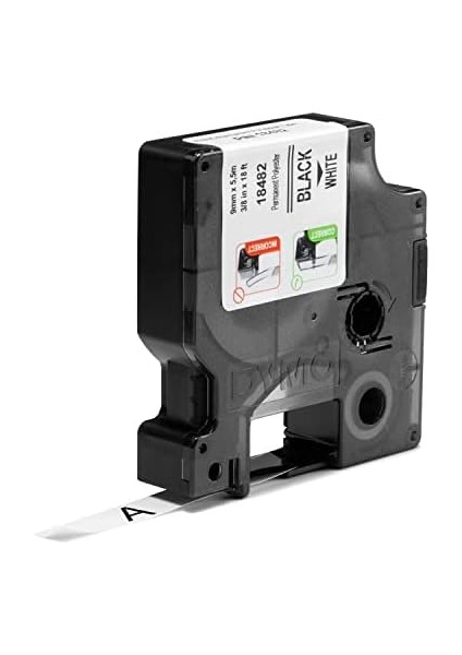 Rhinopro, Sabit Polyster Şerit (9 mm x 5.5 Mt), Beyaz/siyah - 18482 modelleri