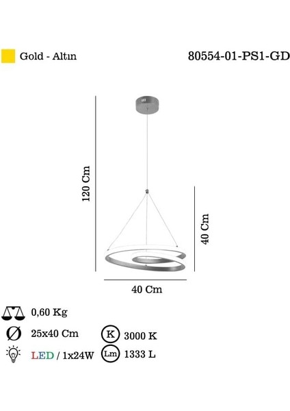Elıpsı Kucuk Altın Ledlı Avıze 3000K 24W modelleri