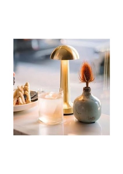 Dekoratif Masa Lambası Dimmerli Şarjlı Lizbon Gold Cafe Restoran Masa Lambası 3 Renk Işık Modu modelleri