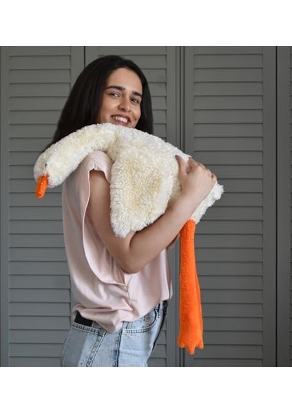 Oyuncak Pelüş Kaz,kaz ,kaz Yastık,hamile Yastığı, Beyaz Kuğu Doldurulmuş Hayvan, Komik Ördek Peluş Bebek, Sevimli Kaz Peluş Doldurulmuş Hayvanlar Çocuklar Için Hediyeleri (No:4 Krem)