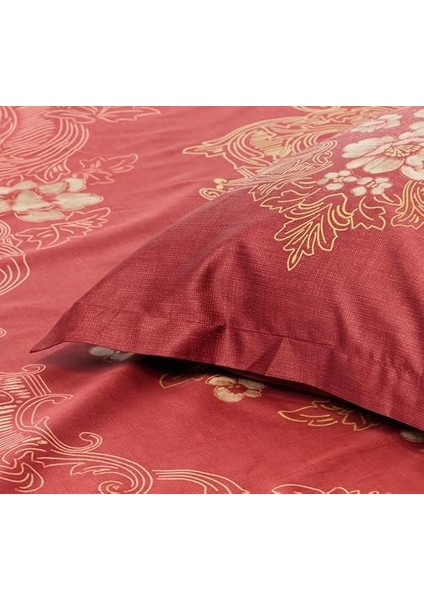 Florian Etnik DESENLI Pamuk Saten Nevresim Takımı, Kırmızı, Çift Kişilik modelleri