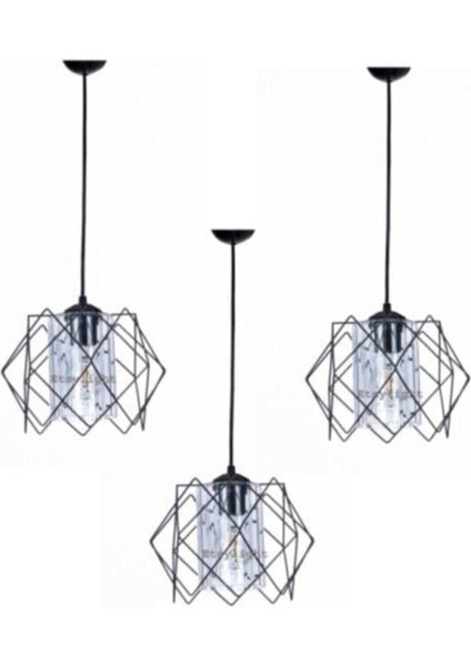 Adet Siyah Jaka Mika Camlı Füme Sarkıt Avize Salon, Mutfak, Koridor, Antre