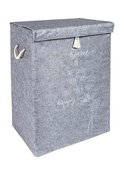 Çamaşır Sepeti Kirli Çamaşır Torbası Çamaşır Sepet Keçe Kapaklı Çok Amaçlı Kutu Sepet Oyuncak Saklama Sepeti Renk (55X40X30 Cm) (Gri)