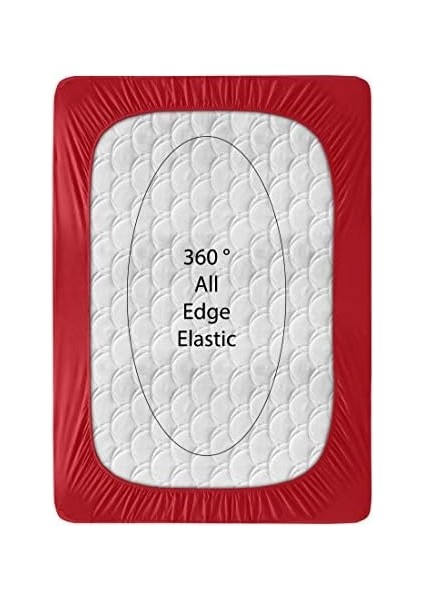 Home Örme Penye Lastikli Çarşaf, Tek Kişilik, Kırmızı, Pamuk-Elastan 230 G/m2 fiyatları