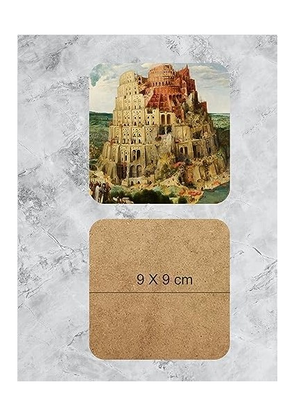 Dünya Tarihi 103 Ünlü Temalı Ahşap Bardak Altlığı Ahşap Baskılı Altlık 6'lı Set (9 x 9 cm ) KARBONNM17