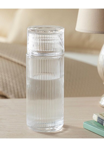 Home Striped Cam Başucu Sürahı 730 ml Şeffaf