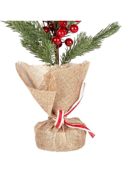 Yılbaşı Süsü Masa Çamı Kırmızı Berry'li Yeşil 18 x 37 cm . fiyatları