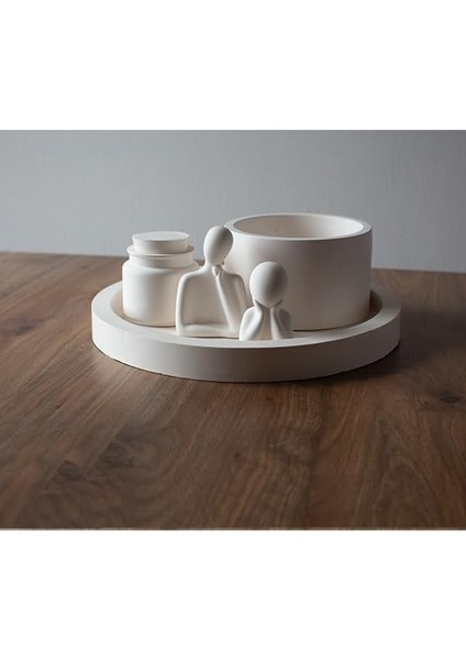 Tasarım 6 Parçalı Ev Dekorasyon Seti - Yuvarlak Tepsi, Vazo ve Figürler fiyatları