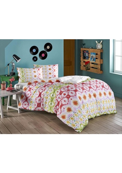 Enzo Ranforce Etnik DESENLI Pamuk Nevresim Takımı, Çok Renkli, Tek Kişilik (Nevresim: 160 x 220 cm /lastikli Çarşaf: 100 x 200 cm /yastık Kılıfı: 50 x 70 cm )
