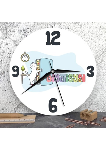 Diyetisyenlere Özel Ahşap Duvar Saati