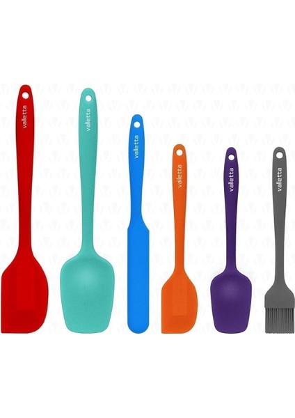Isıya Dayanıklı Yanmaz Yapışmaz Silikon Spatula Seti 6 Parça Karışık Renkli