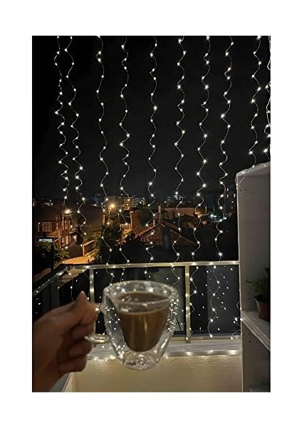 LED Perde Işık Fişli Özel Günler Baby Shower Kutlama Doğumgünü Dekoratif 12 Saçaklı 216 LED Lambalı 3 * 2 Metre fiyatları