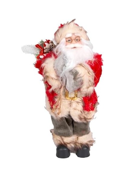 Yılbaşı Noel Baba Gold Hediye Çuvallı Yeşil Pantalonlu Fenerli Kırmızı-Yeşil 30 cm . modelleri