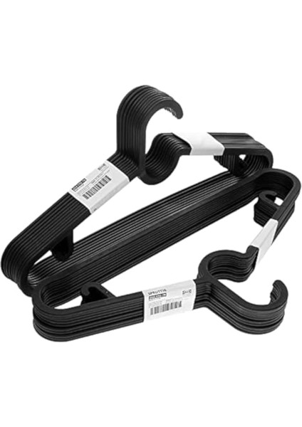 Spruttıg Hafif Elbise Askısı, Siyah, Plastik, 39 cm - 20'li Set