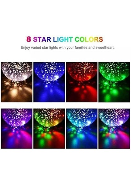 Star Master Dönen Renkli Ay ve Yıldız Yansıtmalı Projeksiyon Lamba Gece Lambası Parti Lambası Hediyelik (Mor) fiyatları