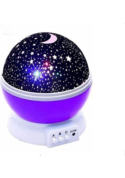 Star Master Dönen Renkli Ay ve Yıldız Yansıtmalı Projeksiyon Lamba Gece Lambası Parti Lambası Hediyelik (Mor) modelleri