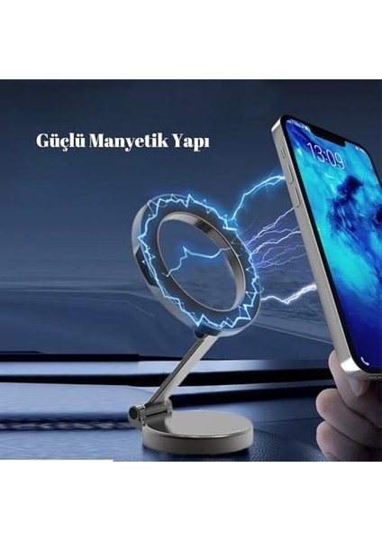 Içi Telefon Tutucu, Mıknatıslı Araç Telefon Tutucu, Magsafe Uyumlu Araba Telefon Tutucu, 360 Derece Dönebilen Esnek Yapı, Evrensel Uyum