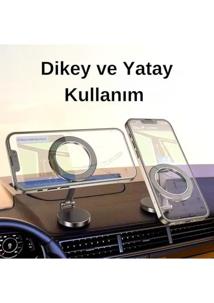 Içi Telefon Tutucu, Mıknatıslı Araç Telefon Tutucu, Magsafe Uyumlu Araba Telefon Tutucu, 360 Derece Dönebilen Esnek Yapı, Evrensel Uyum