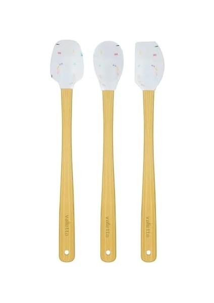 Indigo 3'lü Beyaz Renkli Noktalı Bambu Silikon Spatula Seti Uzun 26 cm VLT1518 fiyatları