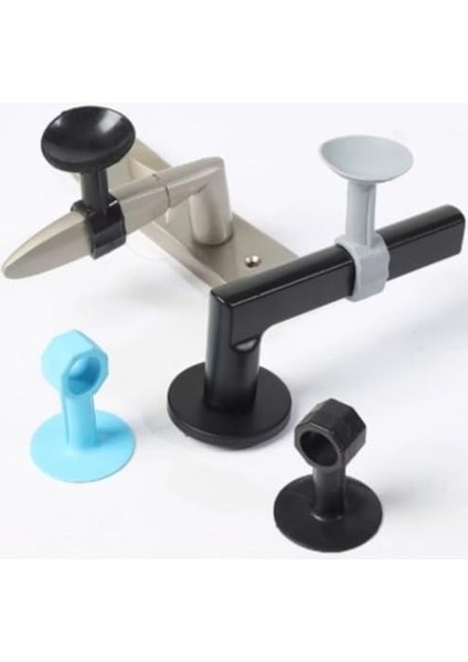 Vantuzlu Geçmeli Kapı Kolu Stoper, 4'lü Set, Darbe Önleyici ve Kolay Montaj, Dayanıklı ve Pratik Tasarım